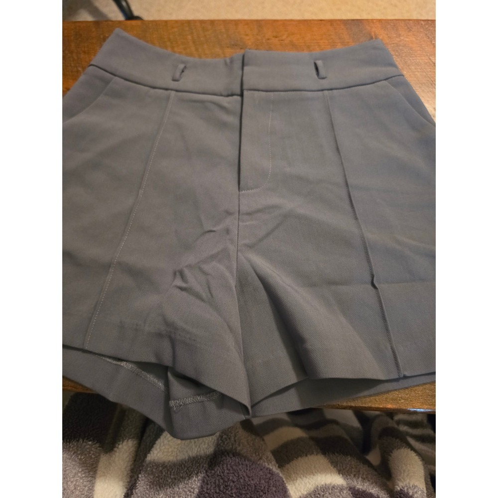 Olivaceous Charcoal Gray Tailored High Waisted Dress Shorts Women Large NWT